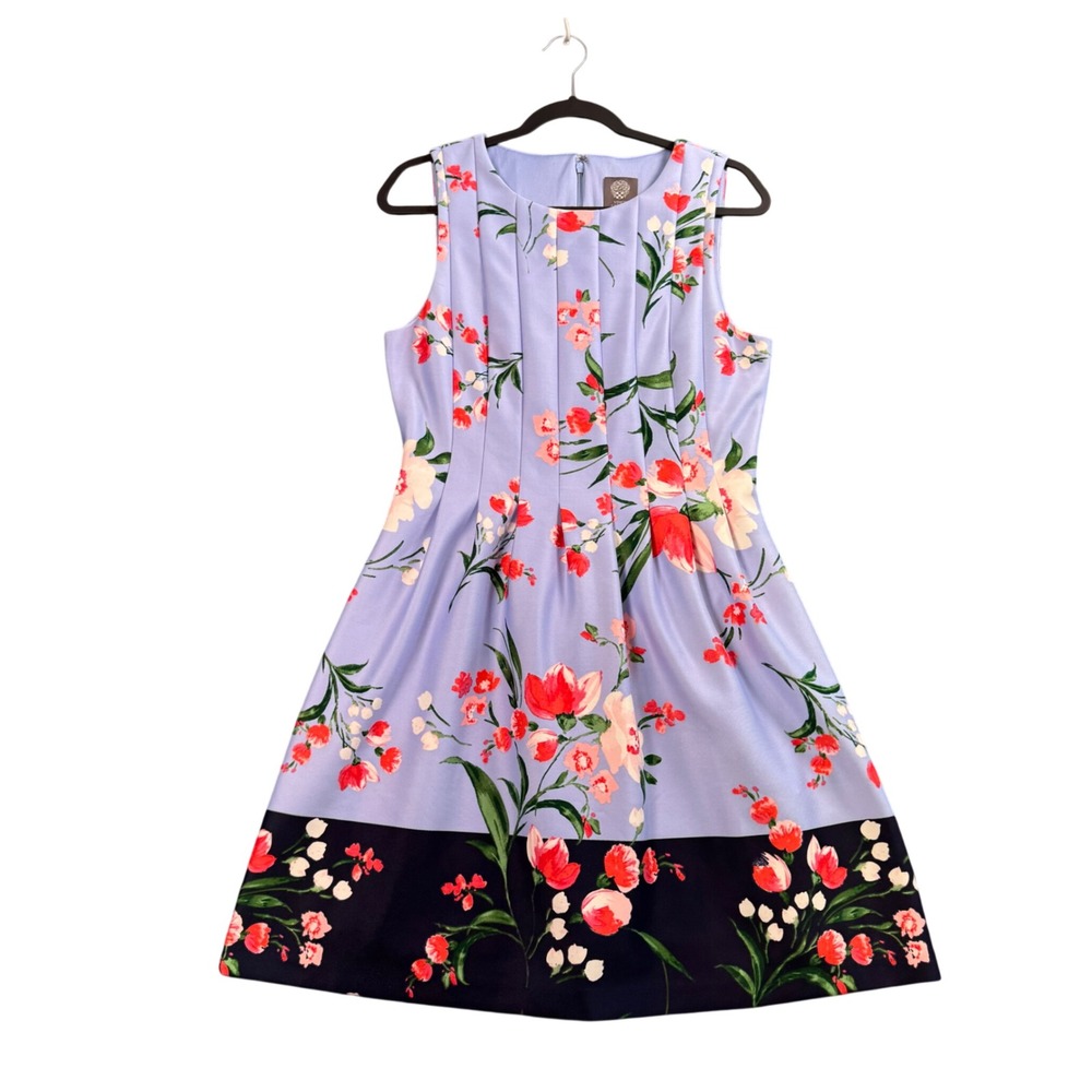 Vince Camuto Floral Fit Flare Dress Garden Party Brunch Wedding Guest 6
